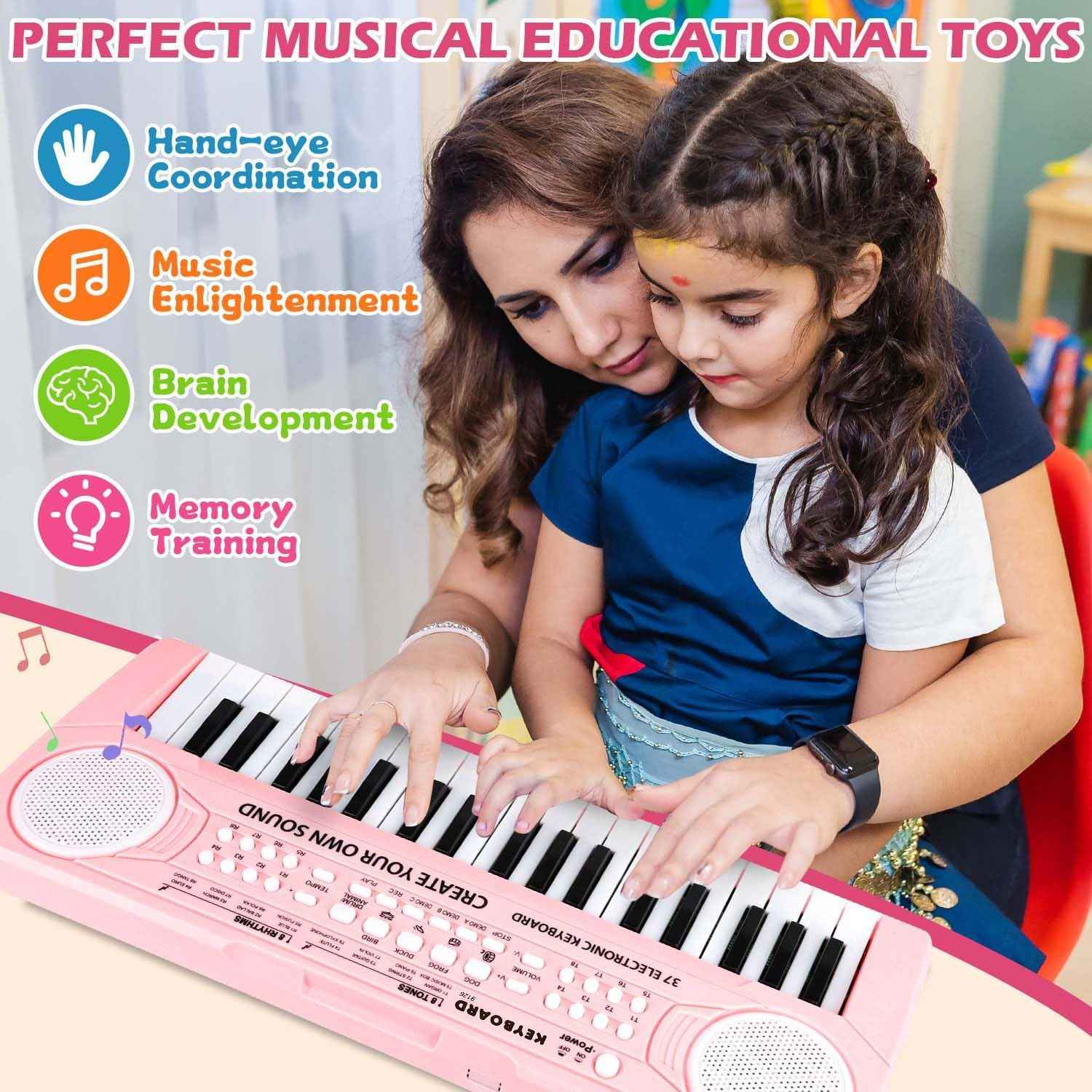 Pianola Bambini 37 Tastiera Musicale Con Microfono, Pianola per Scuola Media Por foto 2