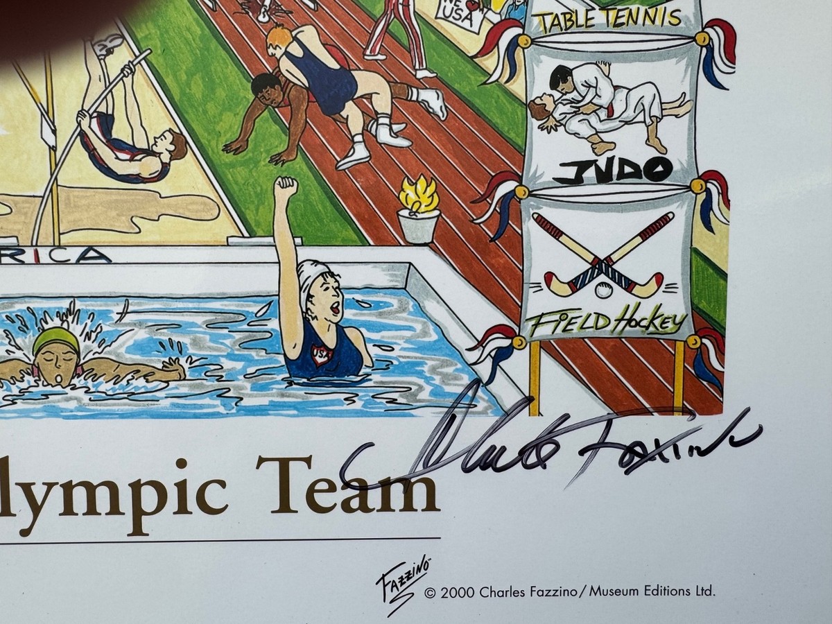ディズニースタンプアート「Olympics」 Charles Fazzino USA OLYMPICS Hand Signed Poster Spirit of the U.S.