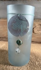 Hurricane Candle Holder Sleeve, W: 3", Ht: 8 Frosted Glass Cylinder With Tree