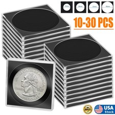 30 Pcs Adjustable Acrylic Coin Collection Cases with Sponges, Coin Snap Holder