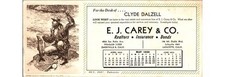 E.J. Carey Advertising Blotter Brown & Bigelow 1950 Fisherman St. Paul