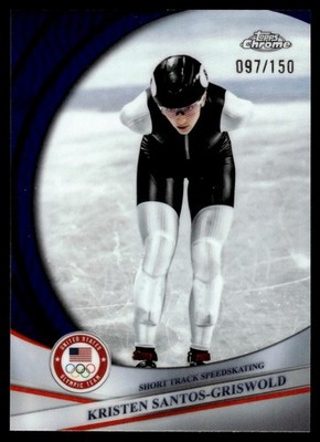 2026 Topps Chrome Olympics Blue Refractor Kristen Santos-Griswold 097/150 #42
