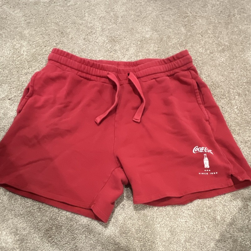 Coca-Cola Red Drawstring Shorts White Coca-Cola Logo Since 1886