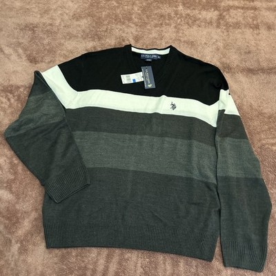 US Polo Assn. Men's Size XL Pullover Sweater V-neck  Acrylic Black Classic NWT