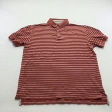 Tommy Hilfiger Polo Shirt Mens Large Red Striped Cotton Short Sleeve Logo