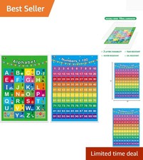 Alphabet, Numbers 1-100,2 LAMINATED Educational Posters for Toddlers 16x12inch