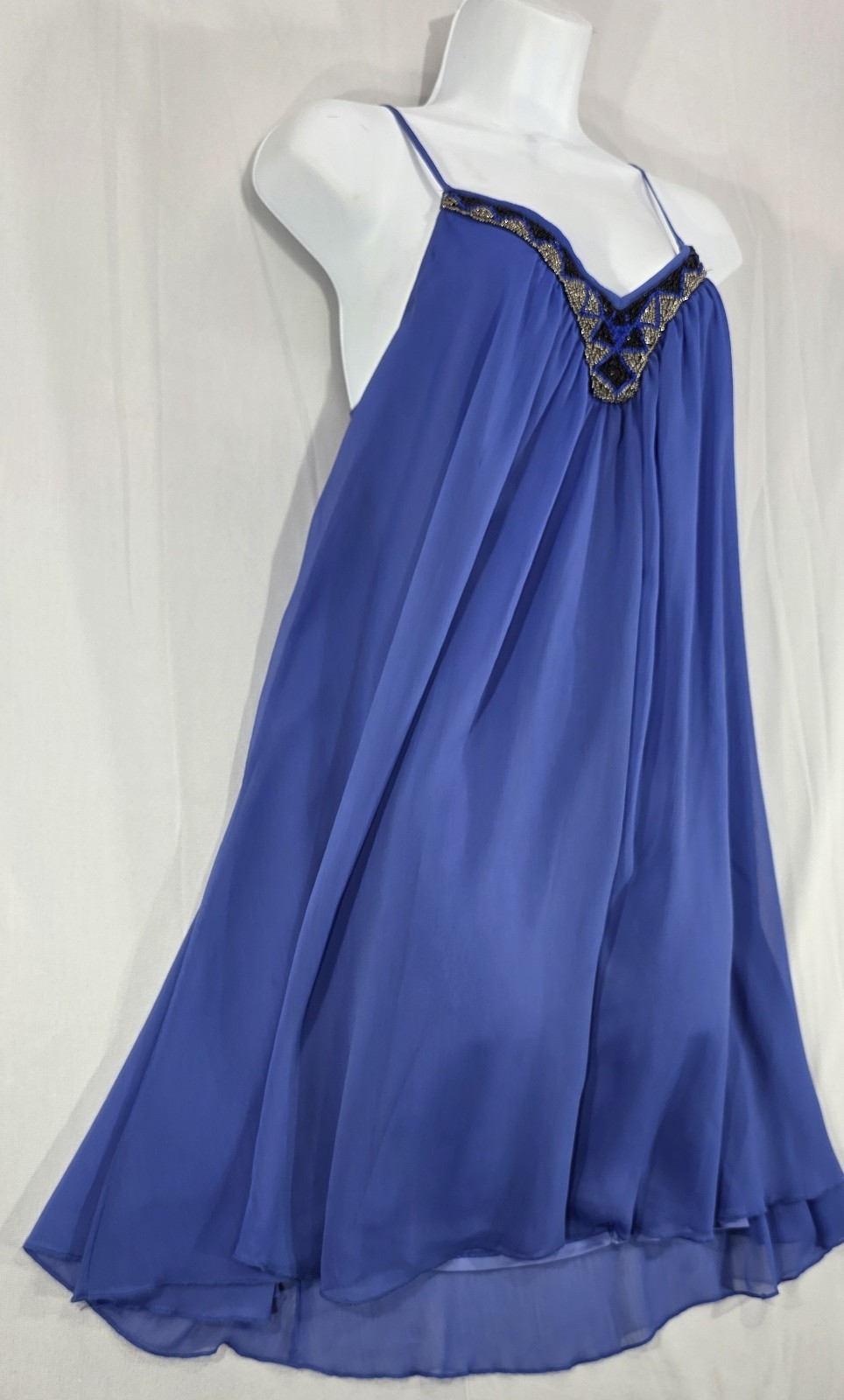 Express Womens Slip Dress Chiffon Relaxed Mini Blue Fairy Ethereal Party Size M