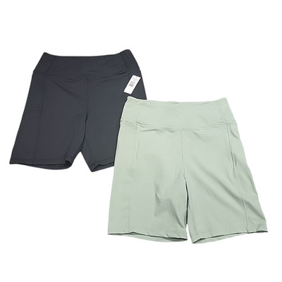 Danskin Women's Black Green Bike Shorts w Side Pockets Size Large