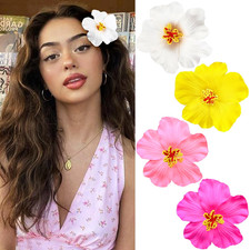 4Pcs Hawaiian Flower Hair Clips for Women,Plumeria Hibiscus Hair Clips Rose Hair