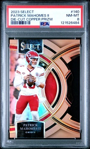 2023 PANINI SELECT DIE-CUT COPPER PRIZM #140 PATRICK MAHOMES II 27/299 PSA 8