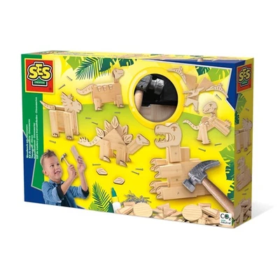SES Creative 00942 Holzarbeitsset-Dinosaurier, Mehrfarbig, Medium - Bild 1 von 4