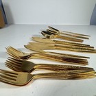Golden Bouquet Electroplated Gold Flatware, + Stainless Steele Japan 25 Pieces