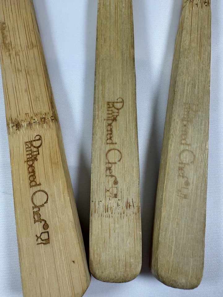 Juego de 3 cucharas de madera de bambú vintage de chef mimado Foto 3 de 4