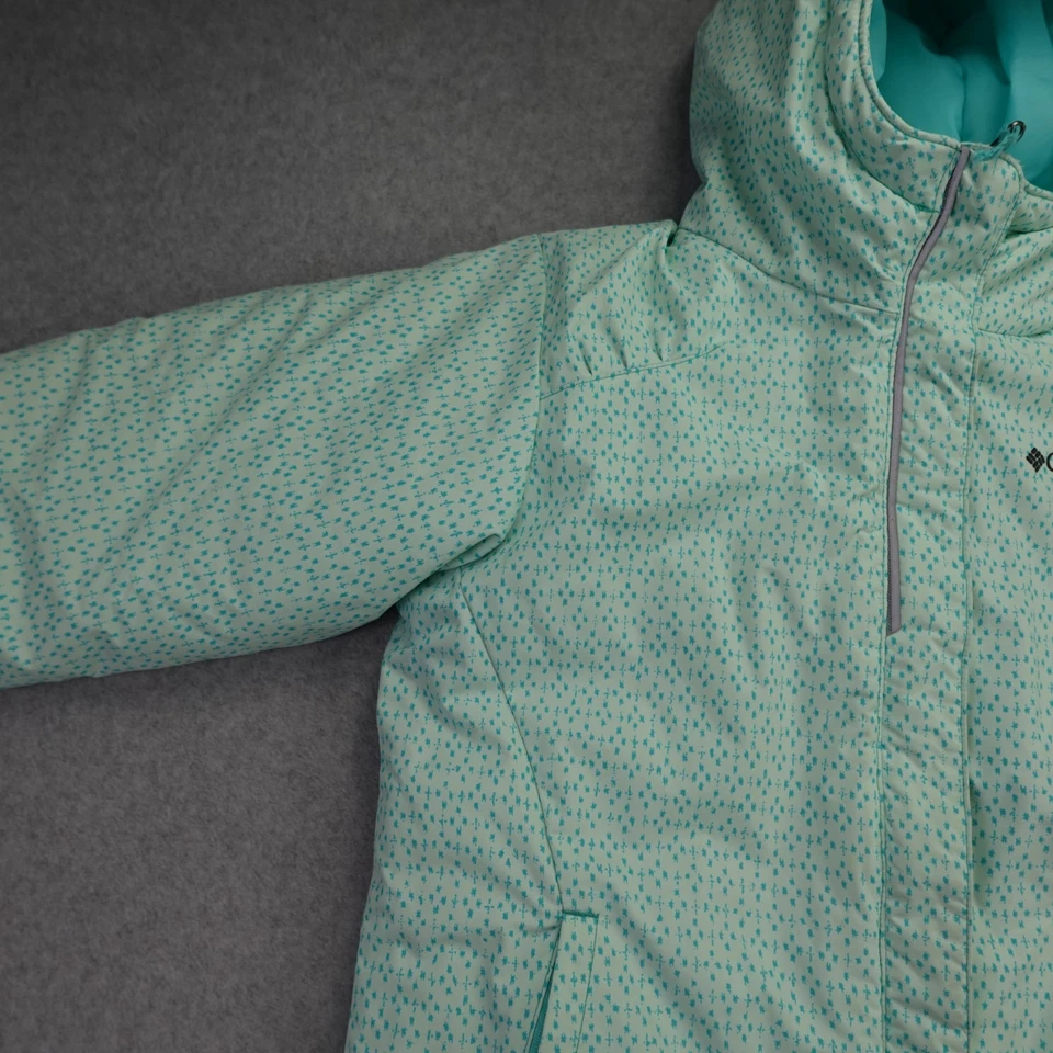 Columbia Girls Medium 10/12 Mint Green Hooded Winter Jacket Nylon Insulated - Image 3 of 4