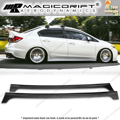For 12-15 Honda Civic 9th GEN 4DR Sedan JDM RR Mugen Style Side Skirt Painted PU
