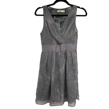 Urban Outfitters Y2K Grey Fit & Flare Mini Dress Sleeveless Womens 4 Pleated VTG
