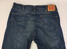 Levis 505 Jeans Mens 38x30 (38x31) Blue Denim Regular Fit Straight Leg Dark Blue