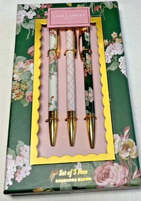 LAURA ASHLEY ペンライト LAURA ASHLEY PENS SET (3) FLORAL PINK GREEN WHITE NIP | eBay