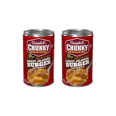 Campbell's Chunky Cheesy Jalapeño Burger with Bacon 18.8 Ounce (Pack of 2) 