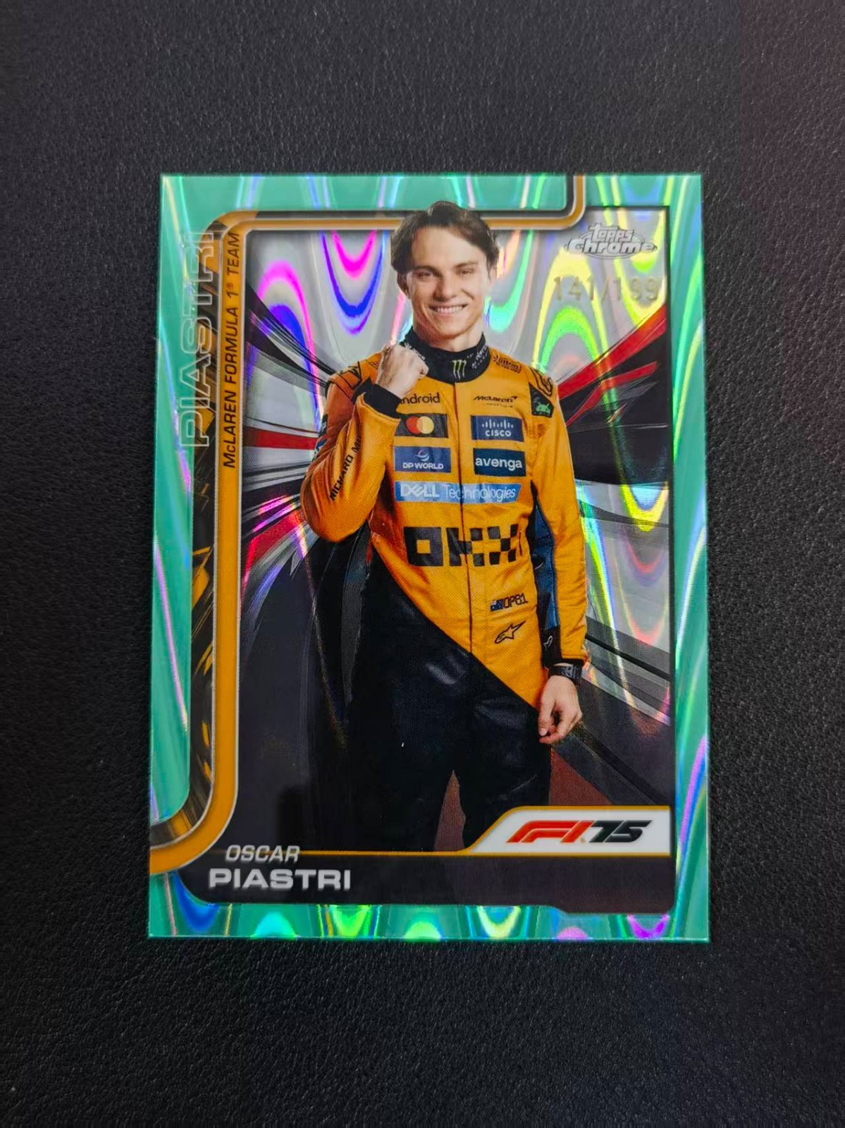 2025 Topps Chrome Formula 1 F1 Oscar Piastri Aqua RayWave 141/199 #6 WTS