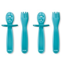 NUK Pretensil Dipper Spoon  Fork Set, Baby  Toddler 4 Pack, Blue