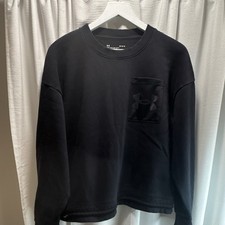 Under Armour Men s Black Crew Neck Logo Fleece Pullover Sweatshirt Loose Fit L