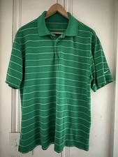 Nike Golf Dri-FIT Green Striped Men's Polo Shirt M Moisture Wicking Polyester