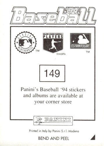 1994 Panini Baseball Sticker #149 Terry Pendleton Atlanta Braves - Picture 2 of 2
