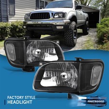 For 01-04 Toyota Tacoma Black Driving Headlights Signal Corner Pair Lamps Set