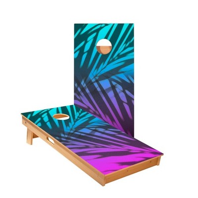 Beach Gradient Cornhole Boards Skips Garage Portable Outdoor Lawn Game