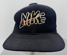 Vintage Nike Snapback Hat Spell Out Swoosh Logo Embroidered Wool Acrylic Blend