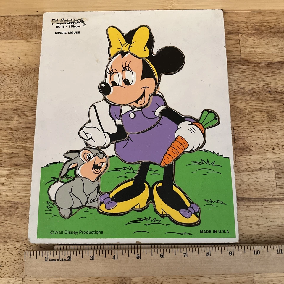 Vintage Playskool Disney Minnie Mouse Frame Tray wooden Board Puzzle RARE 190-16 - Image 3 of 4