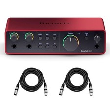 Focusrite Scarlett 2i2 4th Gen 2x2 USB Audio Interface w/ 2x 6' XLR Cables