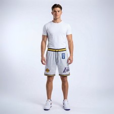 Ultra Game NBA Los Angeles Lakers Pinstripe Mesh Basketball Shorts Men Small