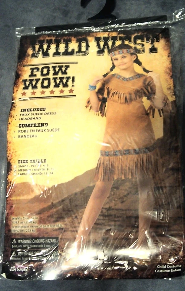 Native American Style Dress Costume / Necklace M/L 8-10 Halloween Wild West - Image 2 of 4