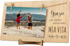 Portafoto Con Clip in Legno. Regalo Dettaglio Biglietto Cornice Portafoto Ringra