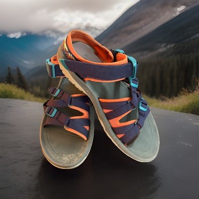 Teva Men's Sz 12 Rust Navy Teal Aztec Water Shoes F27018K Walking Vacation Beach