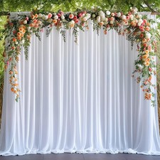 2 PCS 5x10ft White Backdrop Curtains Drapes Wedding Party Photography Booth