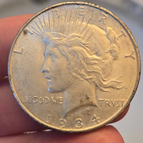 1934-D Peace Silver Dollar AU key date lcpa