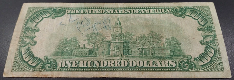 1928 $100 Federal Reserve Note "Big 7" Chicago! Gold Clause! Fr# 2150 G. - Image 3 of 4