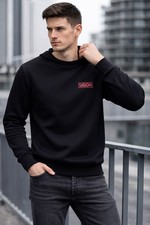 Black Crewneck – Small Reversed HUGO ReD Logo With Red Outline - M - RRP- £120+