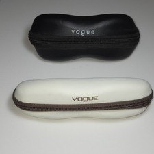 Black  White Vogue Glasses Case Zipped Semi Hard Shell Grey Felt Lining