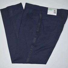 NWT ALFANI Slim Fit Tuxedo Diamond Grid Navy Flat Front Dress Pants Sz 30 x 32