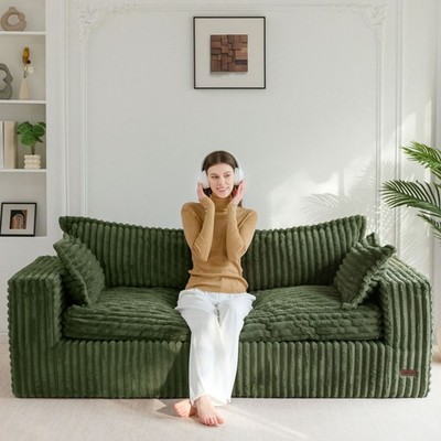 MAXYOYO Boneless Couch Sofa,Thick Corduroy Bean Bag Chair with Deep Seating