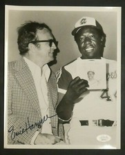 Ernie Harwell Signed 8x10 Hank Aaron Photo with JSA COA
