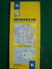 CARTE TOURISTIQUE FRANÇAISE MICHELIN N°58 1977 BREST-QUIMPER