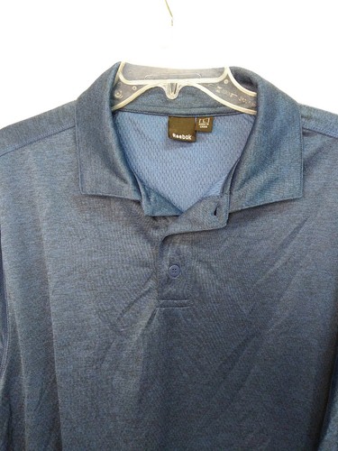 Reebok Golf Shirt Men Large Blue Play Dry Polo 3 Button Spellout Lightweight NWT - Picture 6 of 8