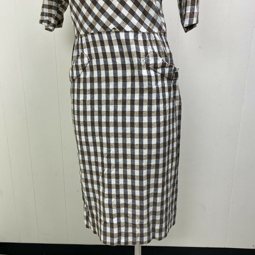 Vintage 50s R & K Originals While, Black & Brown Plaid Dress Size 6 - Picture 6 of 11