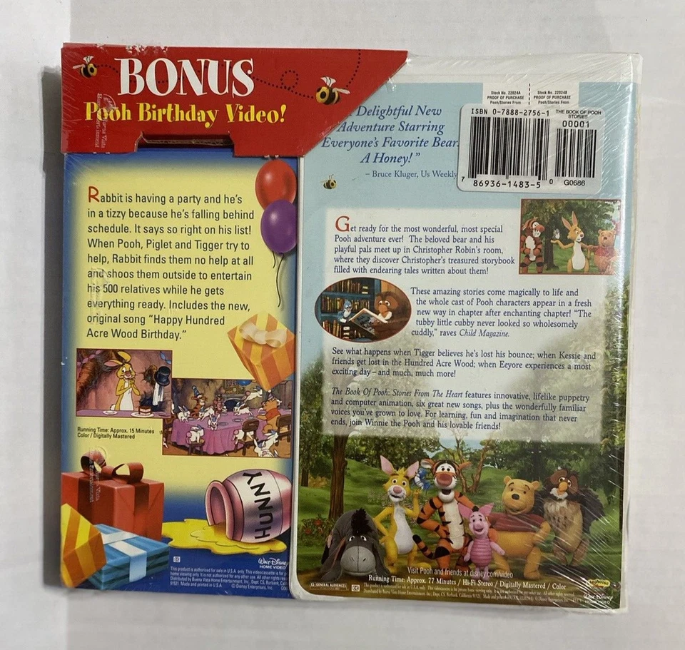 NEW/SEALED The Book of Pooh and Bonus Pooh Birthday Video VHS - Image 2 of 4