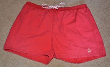 Used Red Nautica Swimming Shorts Trunks Swim Medium M Slight Rip, Pictured